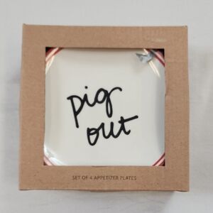 Formation Brands Dining White Appetizer Plates with Black Text Set Of 4 Plates